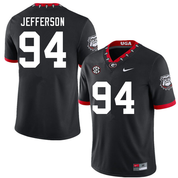 Mens Georgia Bulldogs #94 Jonathan Jefferson  Nike 2020 Black College Football Game Jersey