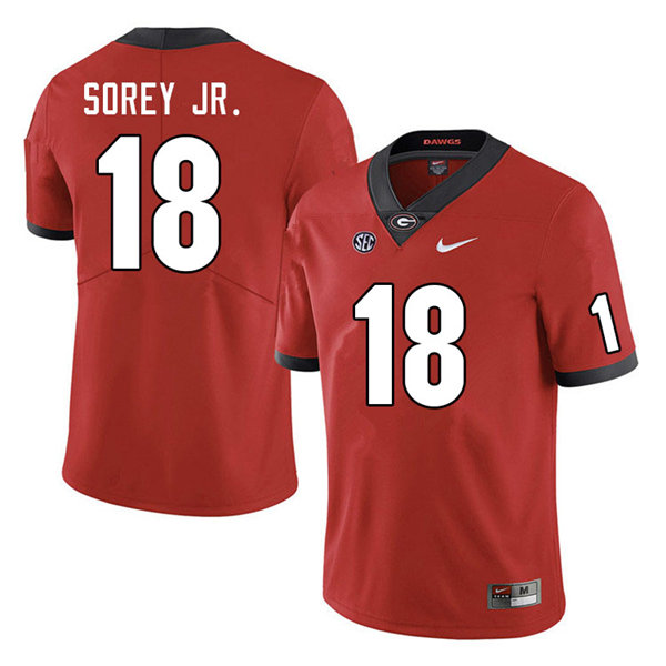 Mens Georgia Bulldogs #18 Xavian Sorey Jr. Nike Red Home Game Football jersey