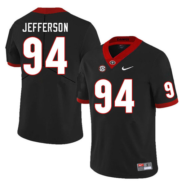 Mens Georgia Bulldogs #94 Jonathan Jefferson Nike Black Football Jersey 