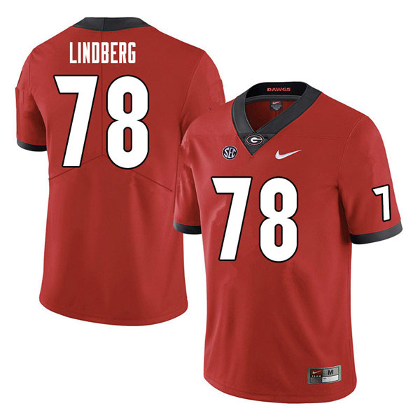 Mens Georgia Bulldogs #78 Chad Lindberg Nike Red Home Game Football jersey