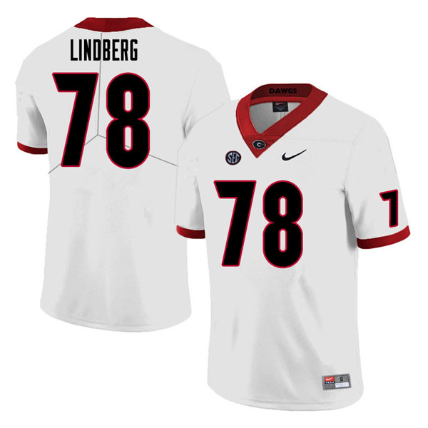 Mens Georgia Bulldogs #78 Chad Lindberg Nike White Football Jersey 