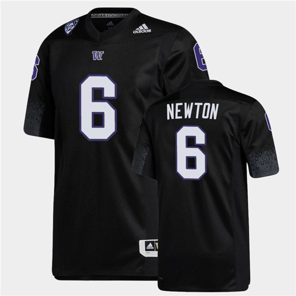 Mens Washington Huskies #6 Richard Newton Adidas 2020 Black College Football Jersey
