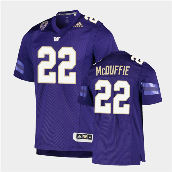 Mens Washington Huskies #22 Trent McDuffie Adidas 2020 Purple College Football Jersey