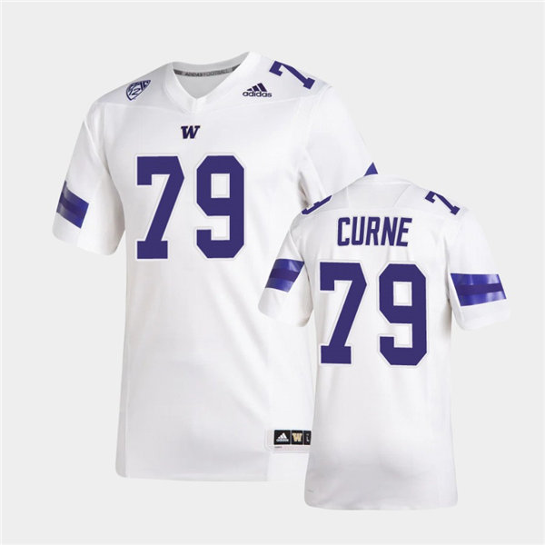 Mens Washington Huskies #79 Victor Curne Adidas 2020 White College Football Jersey