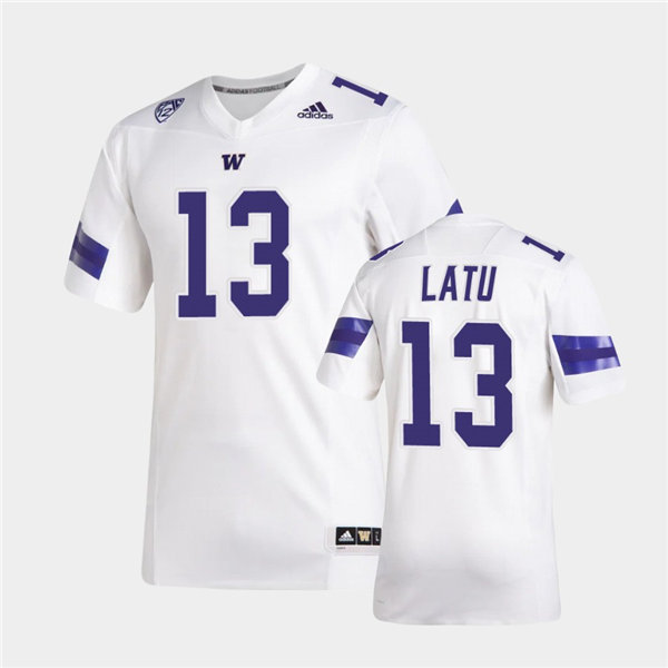 Mens Washington Huskies #13 Laiatu Latu Adidas 2020 White College Football Jersey