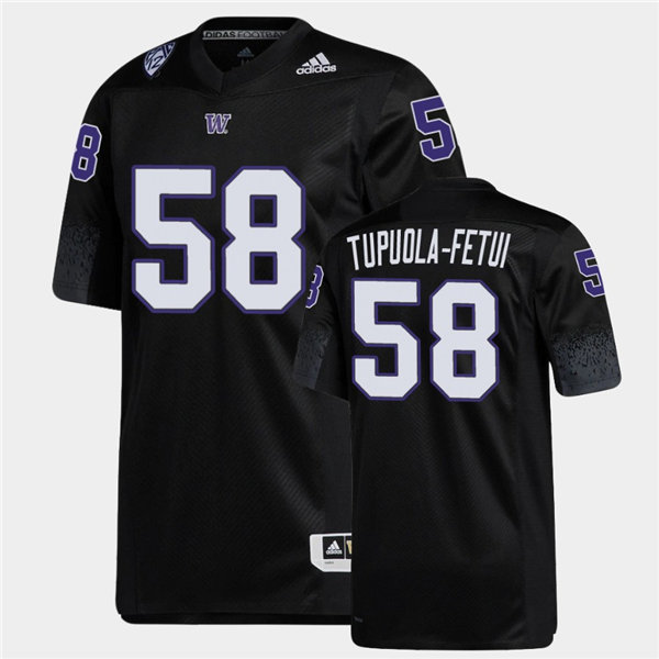 Mens Washington Huskies #58 Zion Tupuola-Fetui Adidas 2020 Black College Football Jersey