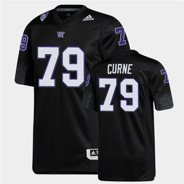 Mens Washington Huskies #79 Victor Curne Adidas 2020 Black College Football Jersey