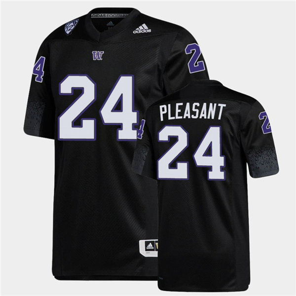 Mens Washington Huskies #24 Kamari Pleasant Adidas 2020 Black College Football Jersey