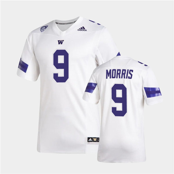 Mens Washington Huskies #9 Dylan Morris Adidas 2020 White College Football Jersey