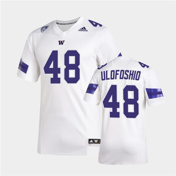 Mens Washington Huskies #48 Edefuan Ulofoshio Adidas 2020 White College Football Jersey