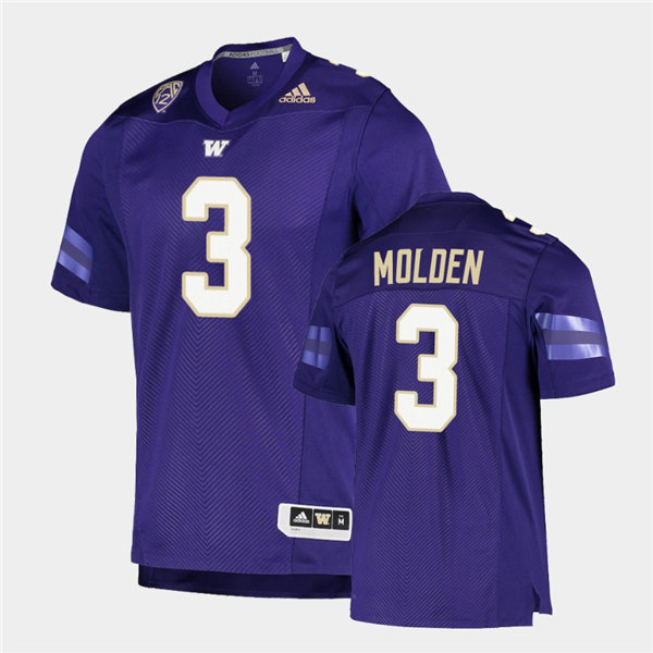 Mens Washington Huskies #3 Elijah Molden Adidas 2020 Purple College Football Jersey