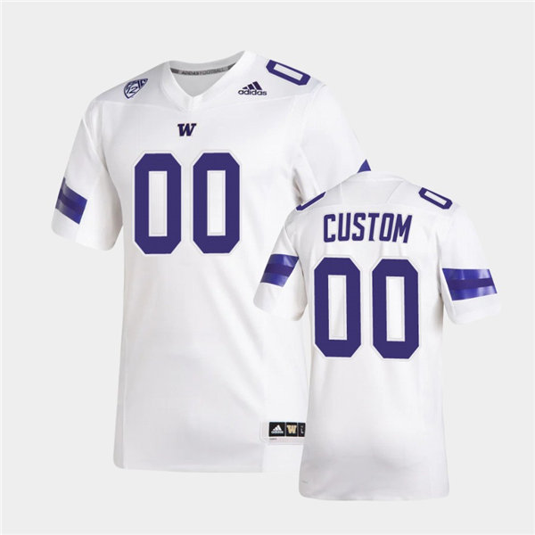 Mens Washington Huskies Custom Adidas 2022 White Football Game Jersey