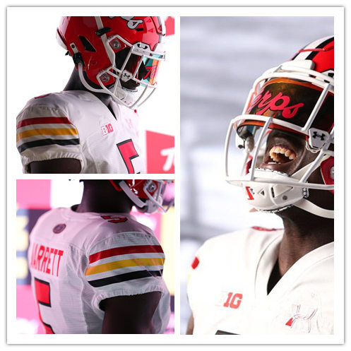 Mens Maryland Terrapins #5 Rakim Jarrett Under Armour White Retro 1980'S THROWBACK UNIFORM Football Jersey