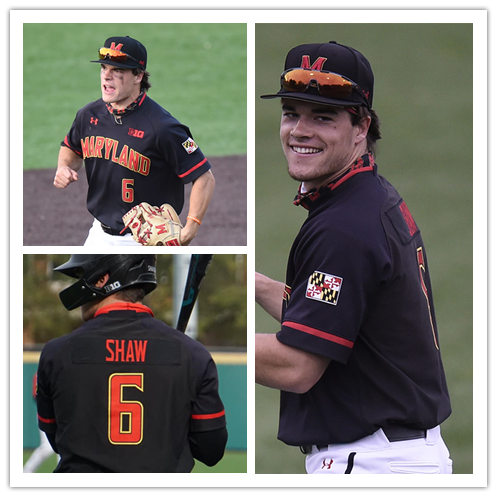 Mens Maryland Terrapins #6 Matthew Shaw Under Armour Black Maryland College Baseball Game Jersey