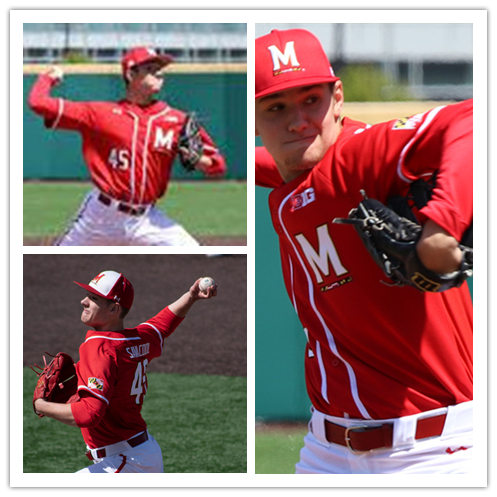 Mens Maryland Terrapins #45 Jason Savacool Under Armour 2020 Red Big M College Baseball Game Jersey