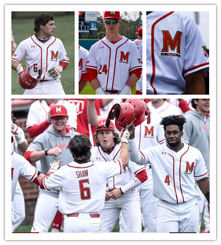 Mens Maryland Terrapins Custom Brandon Lowe Adam Kolarek LaMonte Wade Kevin Smith Under Armour White BIG M Baseball Jersey