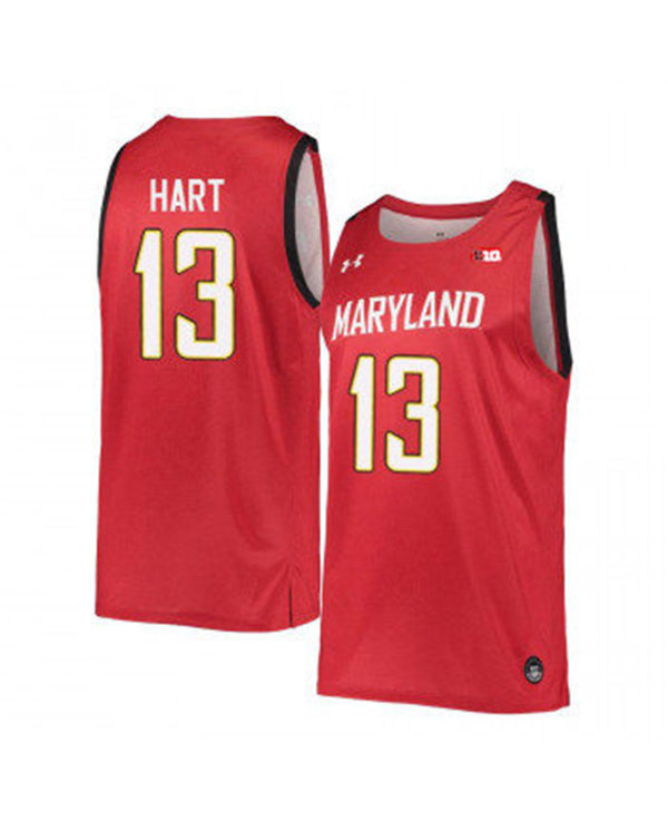 Mens Maryland Terrapins #13 Hakim Hart Under Armour Red College Basketball Game Jersey