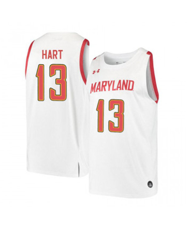 Mens Maryland Terrapins #13 Hakim Hart Under Armour White College Basketball Game Jersey
