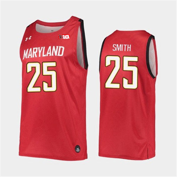 Mens Maryland Terrapins #25 Jalen Smith Under Armour Red College Basketball Game Jersey
