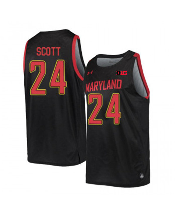 Mens Maryland Terrapins #24 Donta Scott Under Armour Black College Basketball Game Jersey