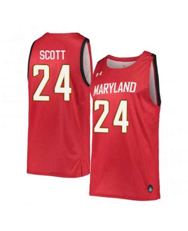 Mens Maryland Terrapins #24 Donta Scott Under Armour Red College Basketball Game Jersey