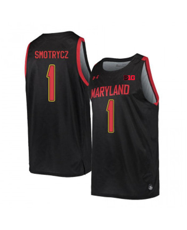 Mens Maryland Terrapins #1 Evan Smotrycz Under Armour Black College Basketball Game Jersey