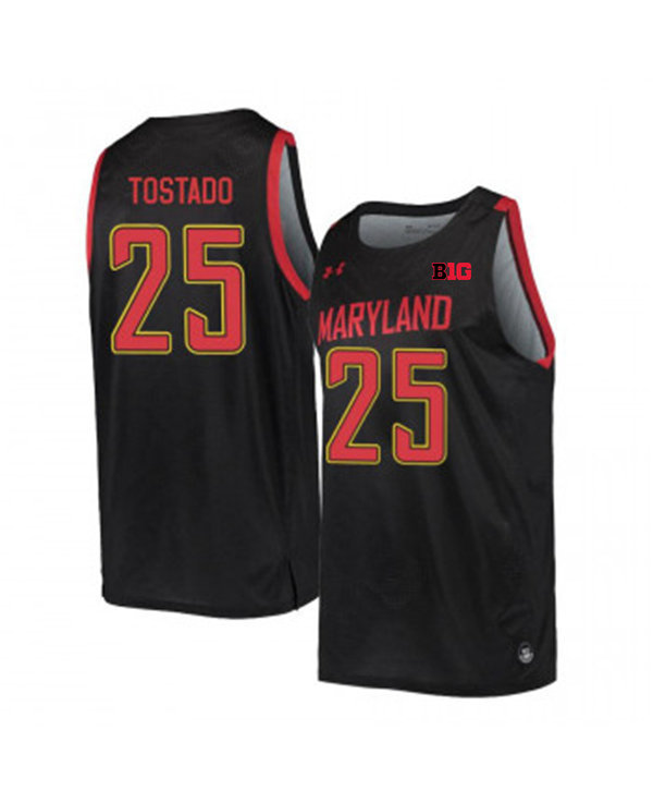 Mens Maryland Terrapins #25 Alex Tostado Under Armour Black College Basketball Game Jersey