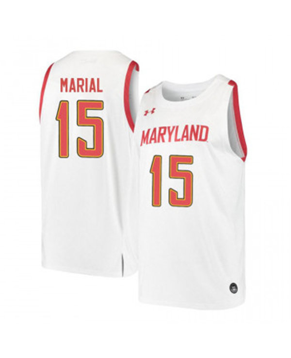 Mens Maryland Terrapins #15 Chol Marial Under Armour White College Basketball Game Jersey