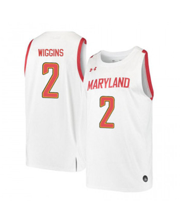 Mens Maryland Terrapins #2 Aaron Wiggins Under Armour White College Basketball Game Jersey