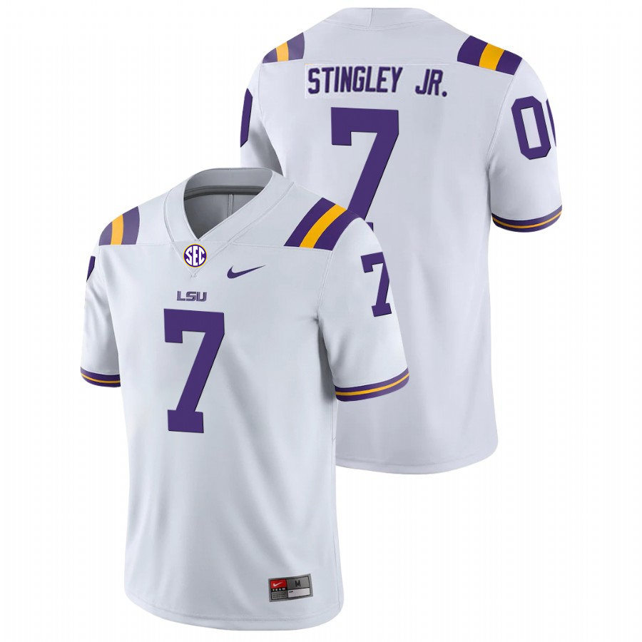 Mens LSU Tigers #7 Derek Stingley Jr. Nike White LSU Team Honor NO. 7 Football Jersey