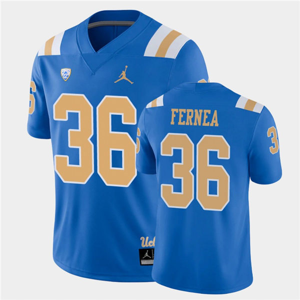Mens UCLA Bruins #36 Ethan Fernea 2021 Jordan Blue College Football Game Jersey