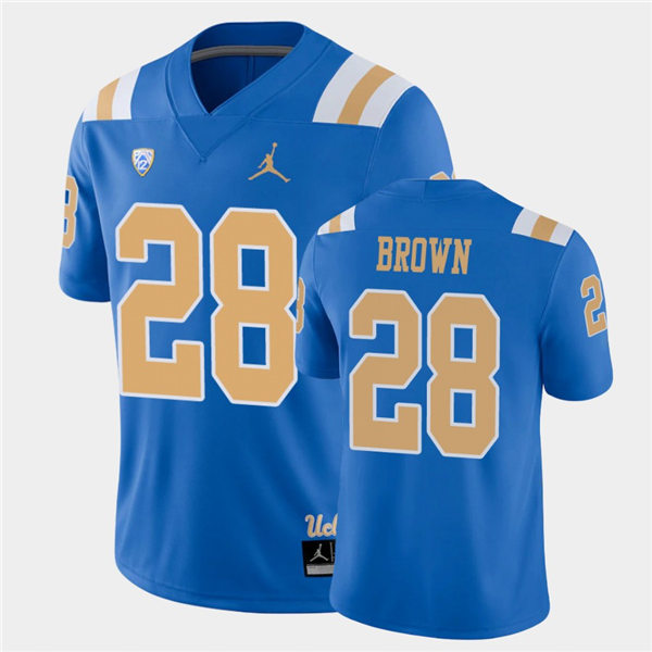Mens UCLA Bruins #28 Brittain Brown  2021 Jordan Blue College Football Game Jersey