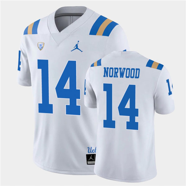 Mens UCLA Bruins #14 Josiah Norwood 2021 Jordan White College Football Game Jersey