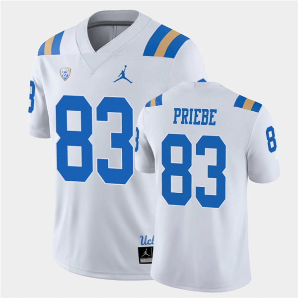 Mens UCLA Bruins #83 David Priebe 2021 Jordan White College Football Game Jersey
