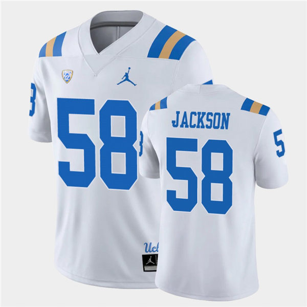Mens UCLA Bruins #58 Datona Jackson 2021 Jordan White College Football Game Jersey