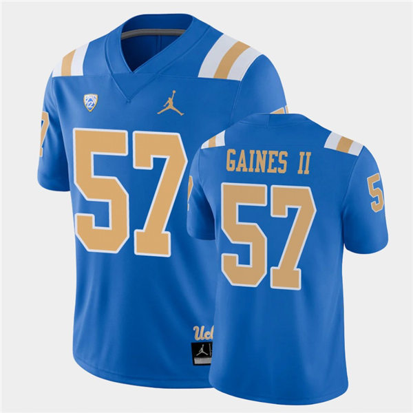 Mens UCLA Bruins #57 Jon Gaines II 2021 Jordan Blue College Football Game Jersey