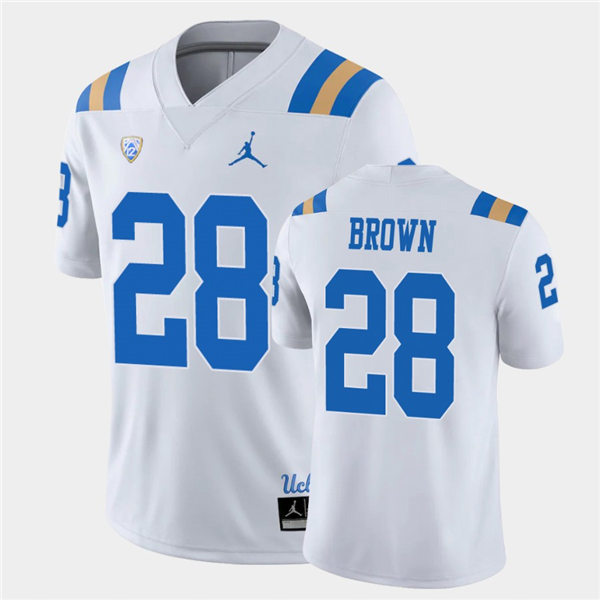 Mens UCLA Bruins #28 Brittain Brown 2021 Jordan White College Football Game Jersey
