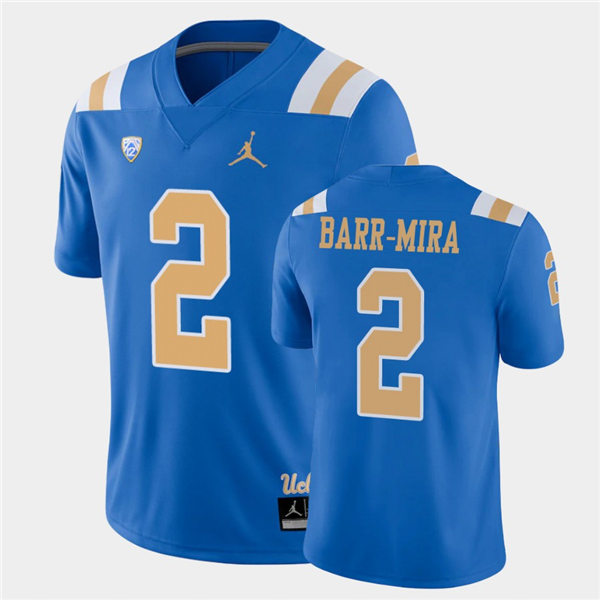 Mens UCLA Bruins #2 Nicholas Barr-Mira 2021 Jordan Blue College Football Game Jersey