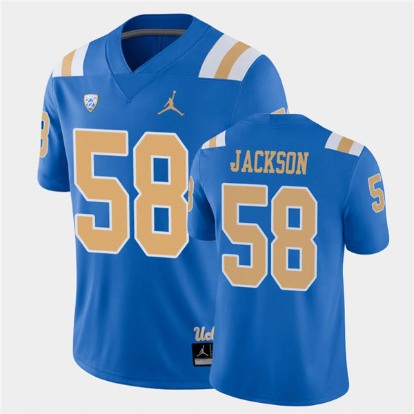 Mens UCLA Bruins #58 Datona Jackson 2021 Jordan Blue College Football Game Jersey
