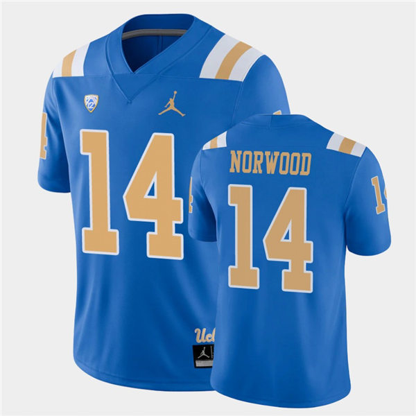 Mens UCLA Bruins #14 Josiah Norwood 2021 Jordan Blue College Football Game Jersey