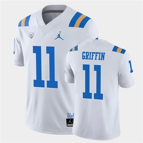 Mens UCLA Bruins #11 Chase Griffin 2021 Jordan White College Football Game Jersey