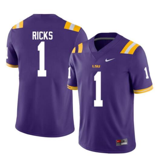 Mens LSU Tigers #1 Eli Ricks Nike Purple College Football Game Jersey