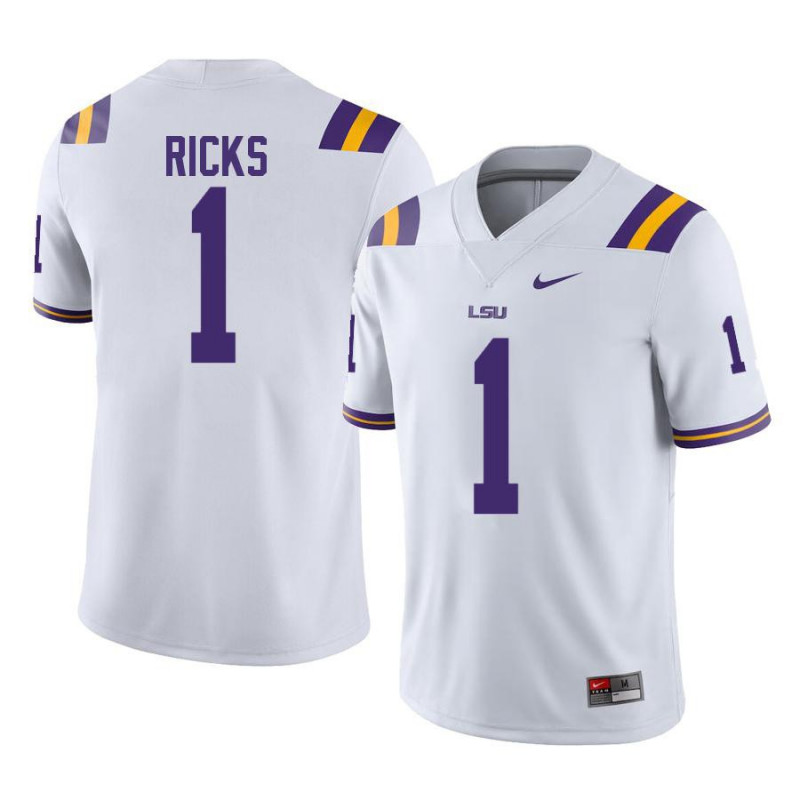 Mens LSU Tigers #1 Eli Ricks Nike White College Football Game Jersey