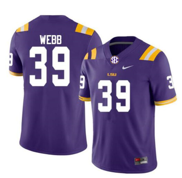 Mens LSU Tigers #39 Phillip Webb Nike Purple College Football Game Jersey