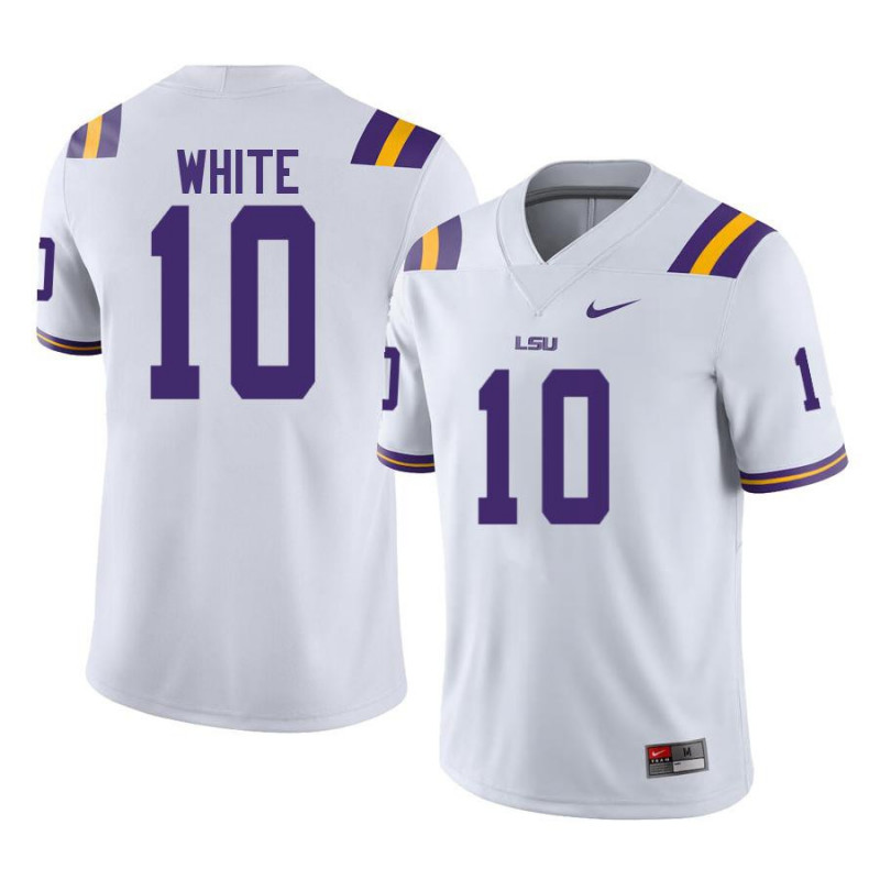 Mens LSU Tigers #10 Josh White Nike White College Football Game Jersey