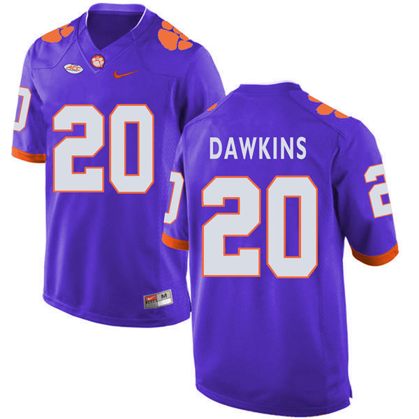 Mens Clemson Tigers #20 Brian Dawkins Nike Purple College Football Jersey 