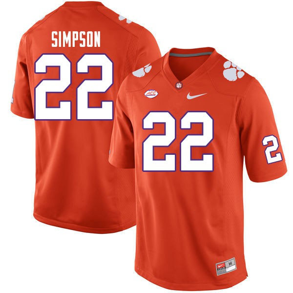 Mens Clemson Tigers #22 Trenton Simpson Nike Orange College Football Game Jersey