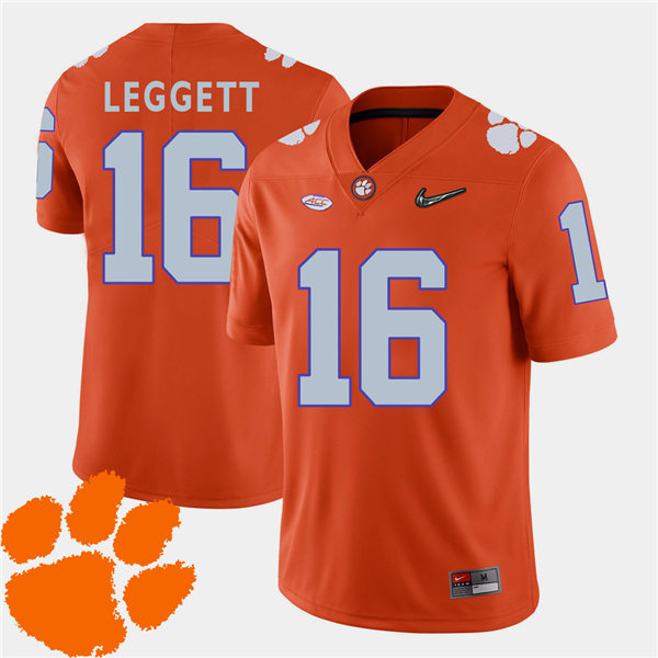 Mens Clemson Tigers #16 Jordan Leggett Nike Orange College Football Game Jersey