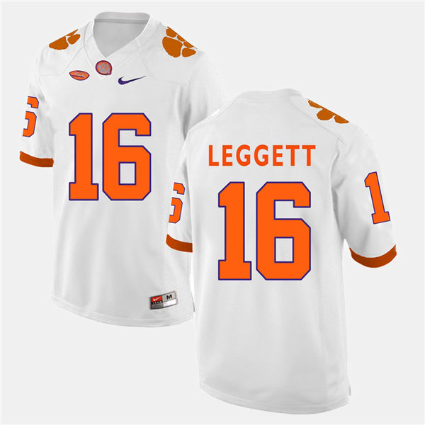 Mens Clemson Tigers #16 Jordan Leggett Nike White College Football Jersey 