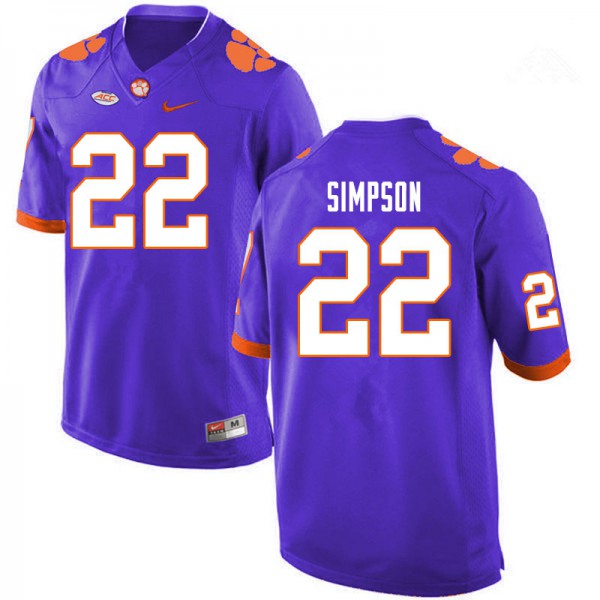 Mens Clemson Tigers #22 Trenton Simpson Nike Purple College Football Jersey